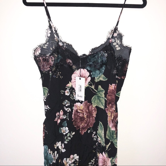 BRAND NEW. Black silk floral print dress. - Picture 2 of 5